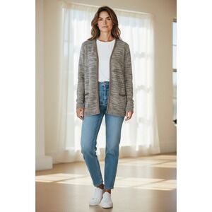 Womens Fabrik Long Sleeve Brown Cardigan with Gold Chain Embellishment Size L